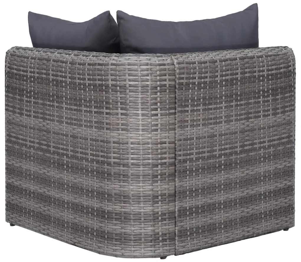 10 pcs conjunto lounge de jardim c/ almofadões vime PE cinzento