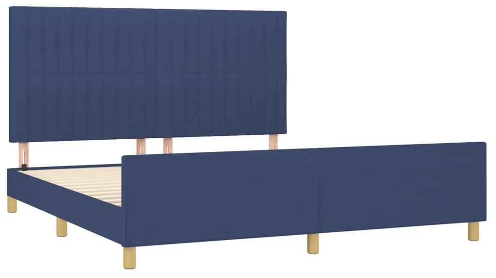 Estrutura de cama sem colchão 160x200 cm tecido azul