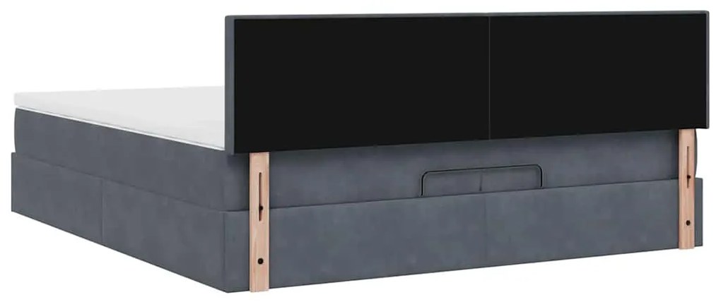 Estrutura de cama otomana com colchão 200x200cm cinzento escuro