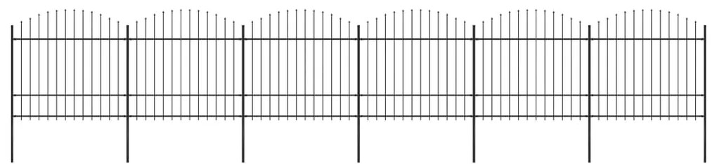 vidaXL Cerca de jardim com topo em forma de lança em aço 1070x175 cm, preta