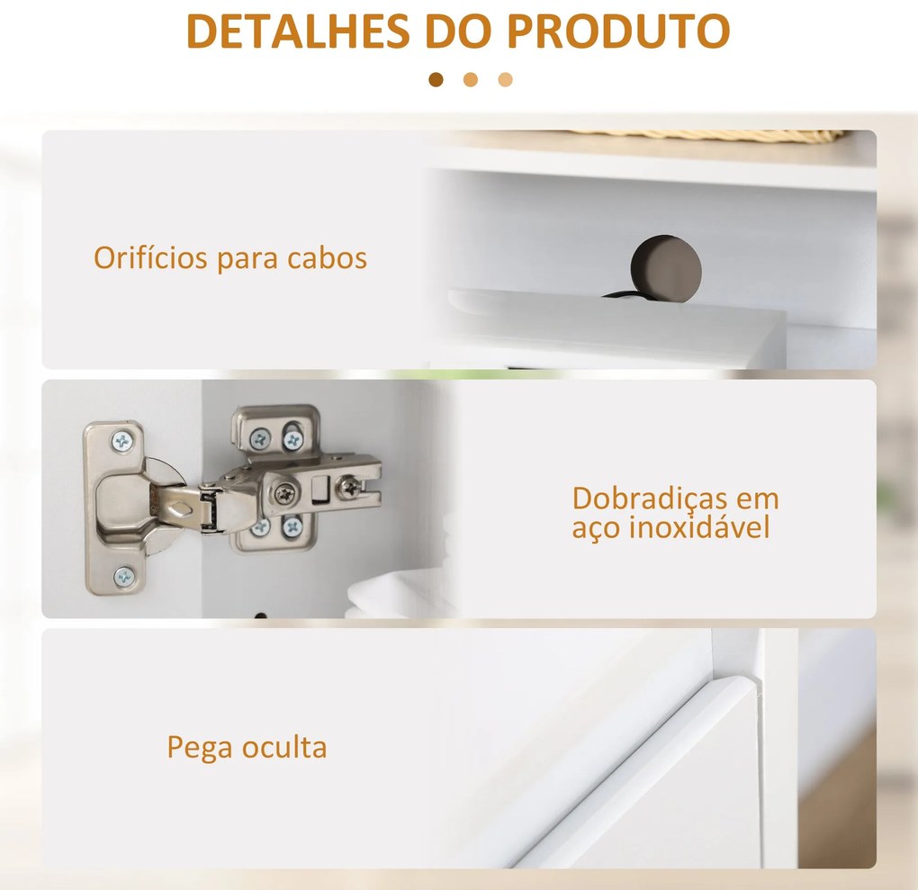 Aparador de Cozinha Moderno com 3 Portas Prateleiras Ajustáveis e Supo