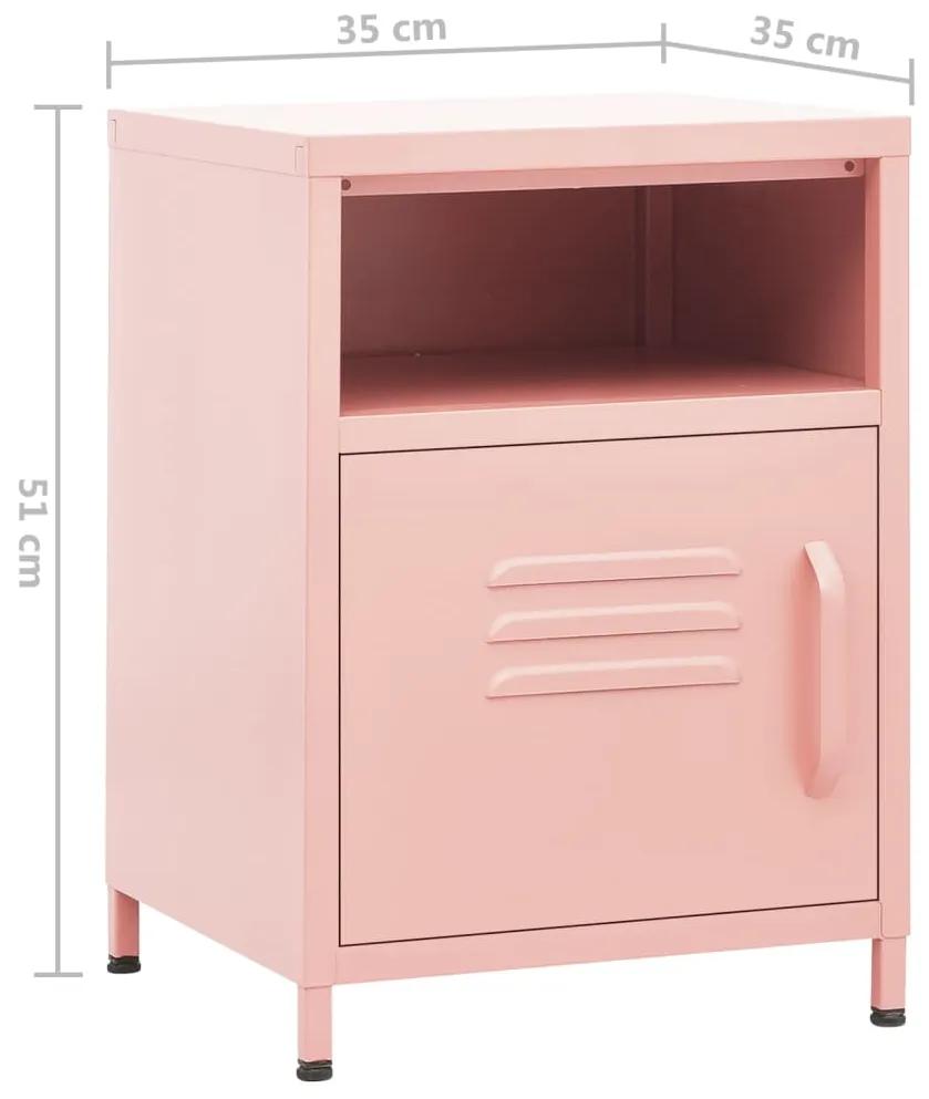 Mesa de cabeceira 35x35x51 cm aço rosa