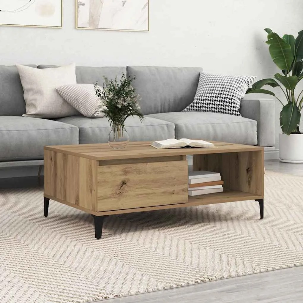 vidaXL Mesa de centro carvalho artisiano 90 x 60 x 35 cm
