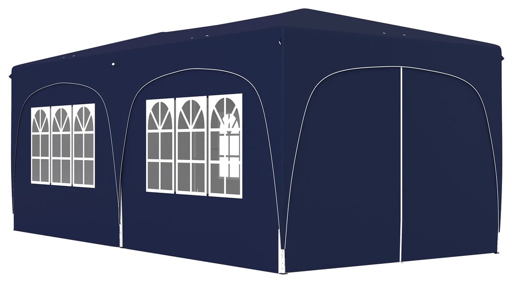 Tenda Dobrável 3x6 m com Painéis Laterais UPF50+ Tenda de Jardim com Altura Ajustável e Bolsa de Transporte Azul Escuro