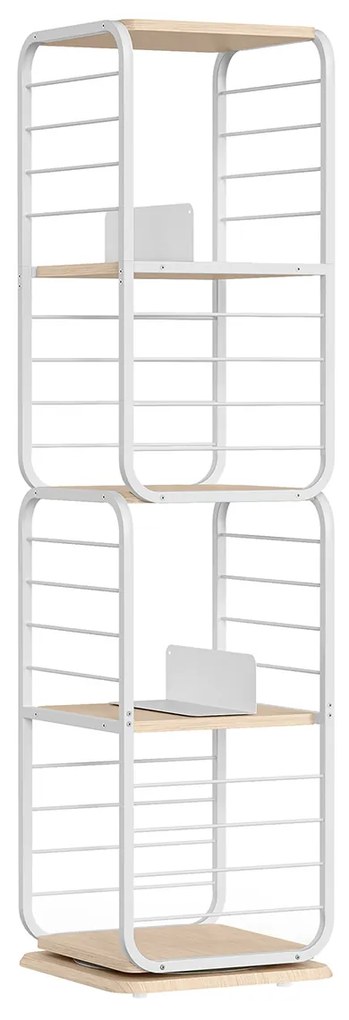 Estante VASAGLE de 4 níveis, estante giratória com suportes para livros para espaços pequenos, prateleira de canto, estrutura de aço, bege natural e branco nuvem LLS127W67