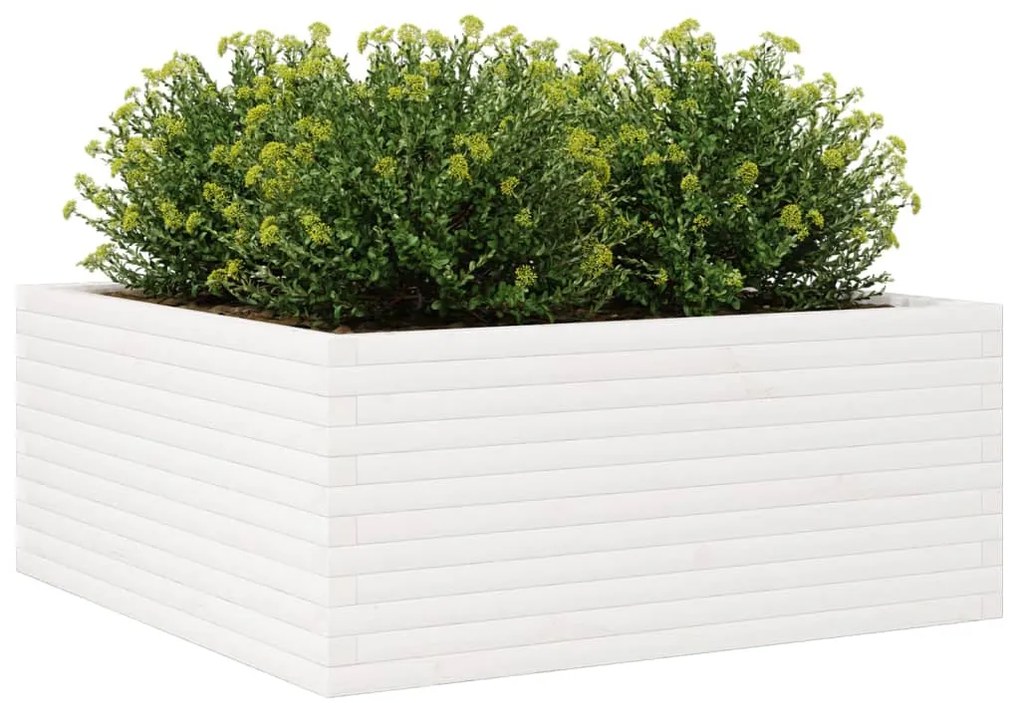 Vaso/floreira jardim 110x110x46 cm madeira pinho maciça branco