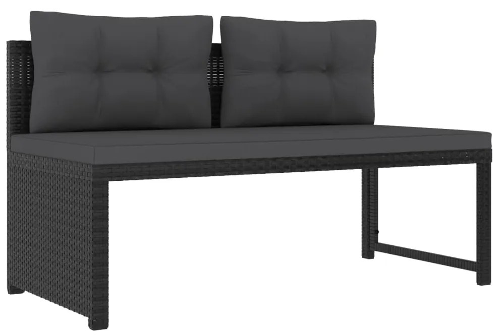 4 pcs conjunto lounge para jardim vime PE preto