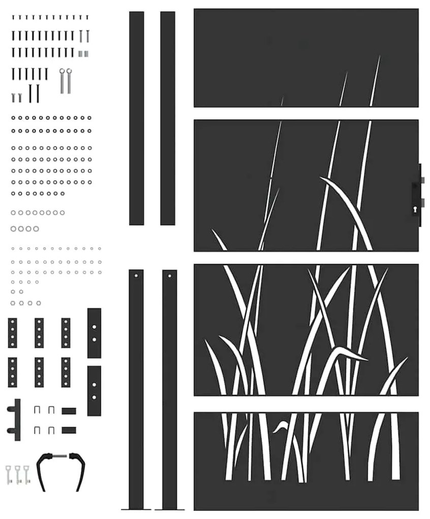 Portão de Jardim Preto 105 x 175 cm Aço com Revestimento em Pó