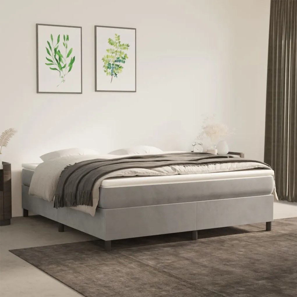 Estrutura de cama sem colchão 160x200 cm veludo cinzento-claro