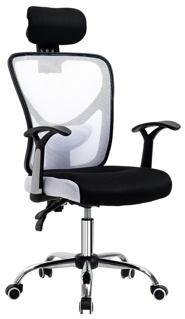 Cadeira de Escritório Ergonômica Cadeira de Escritório Giratória com Altura Ajustável Função Reclinável Apoio para a Cabeça e Suporte Lombar 65x67x108