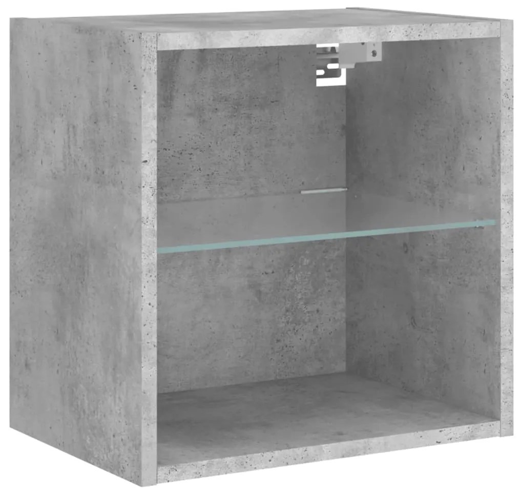 Mesa de cabeceira de parede com luzes LED cinzento cimento