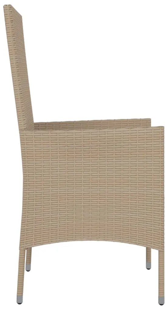 Cadeiras de jardim com almofadões 2 pcs vime PE bege