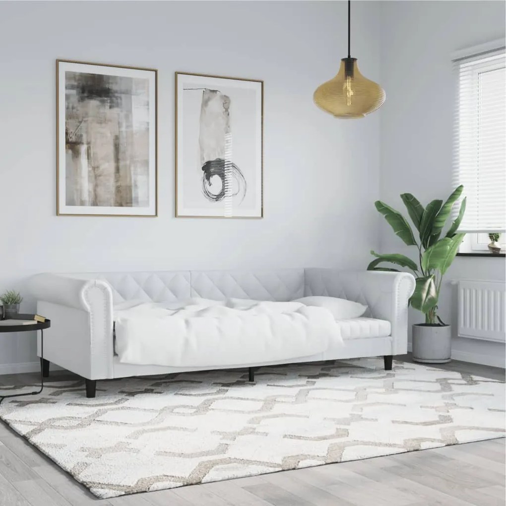 vidaXL Sofá-cama 80x200 cm couro artificial branco
