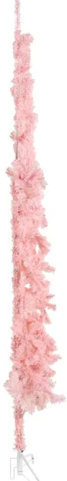 Meia árvore de Natal fina com suporte 210 cm rosa