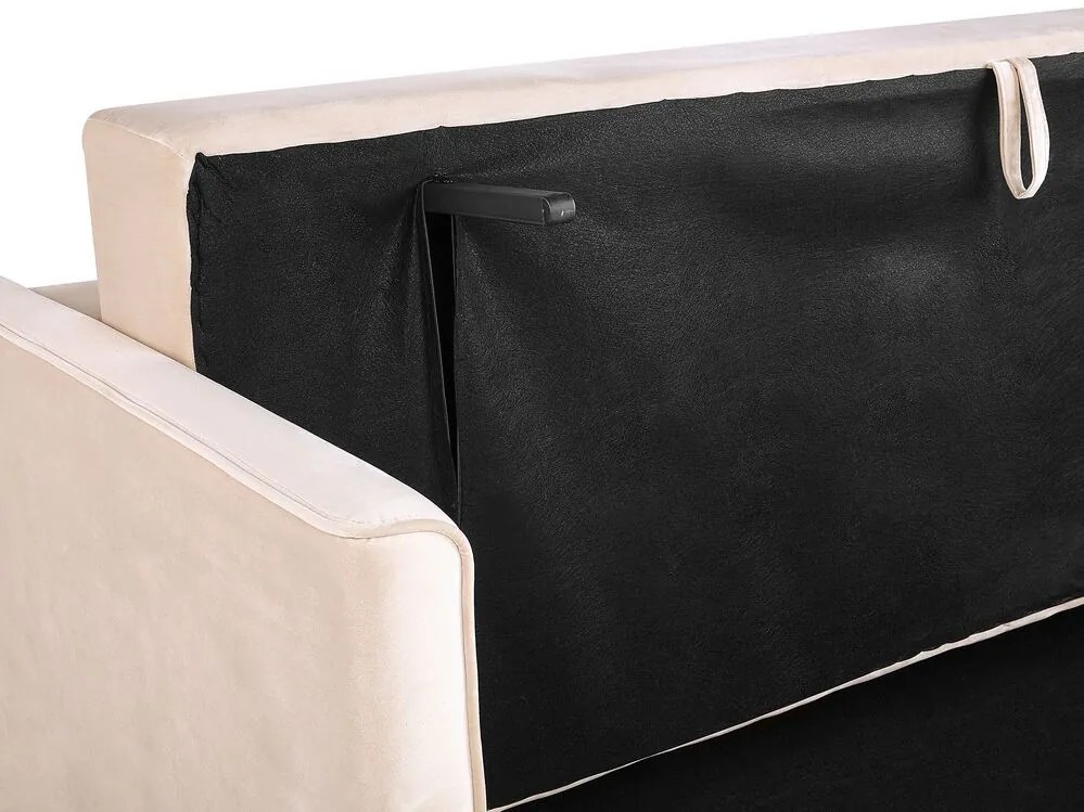 Sofá-cama de 3 lugares com arrumação em veludo creme EKSJO Beliani