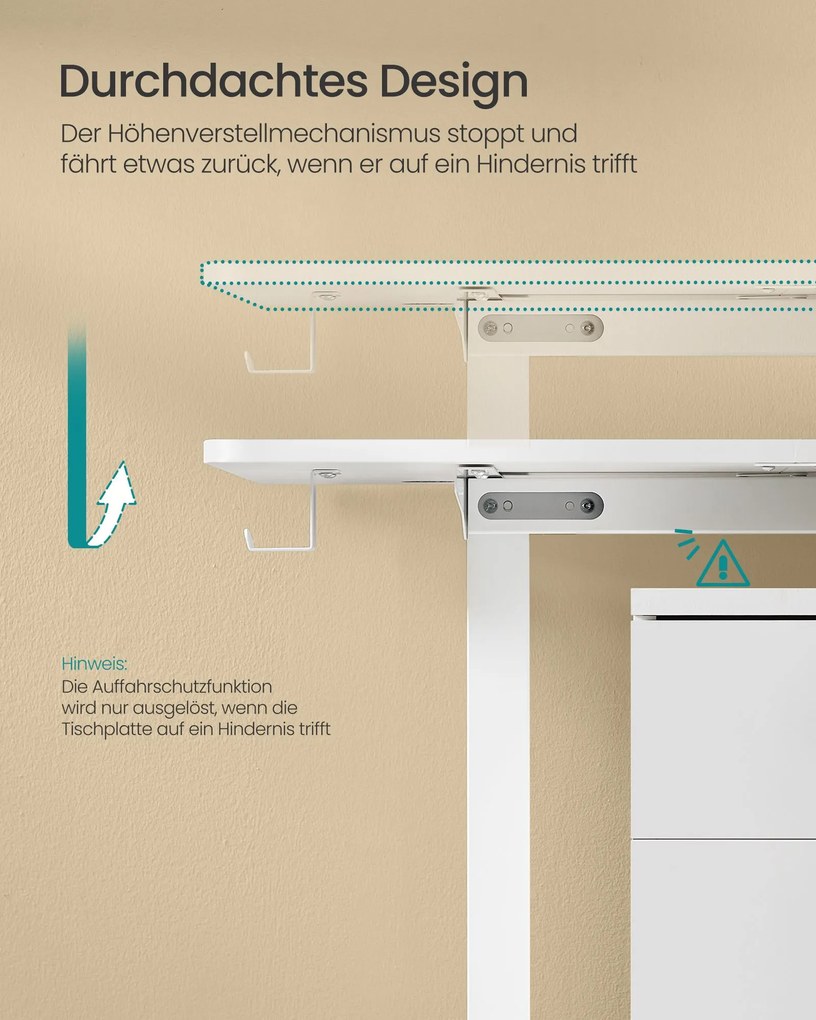 Secretária eléctrica regulável em altura 70 x 160 x (72-120) cm Branco 