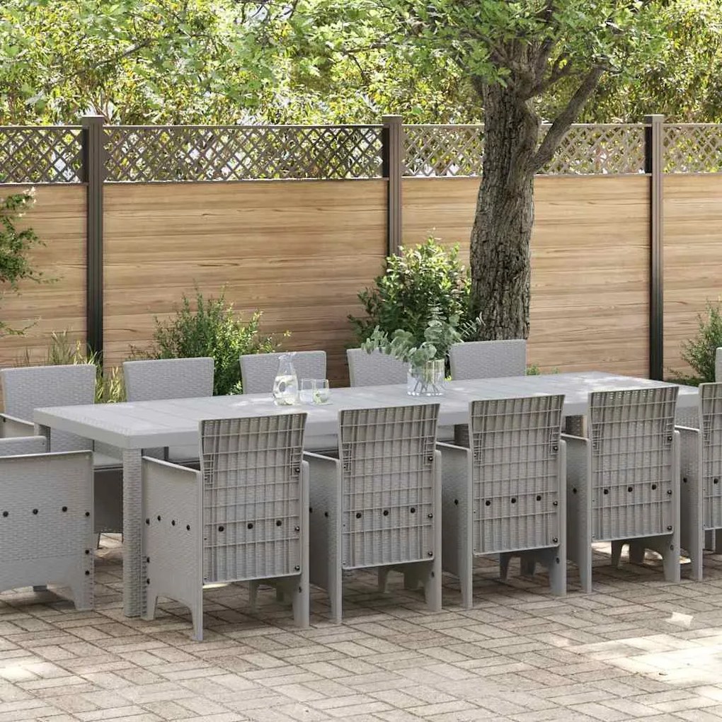 Conjunto de Jantar para Jardim 13 pcs Cinzento-claro
