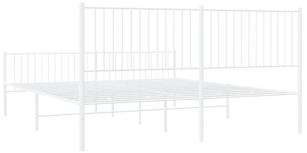 Estrutura de cama com cabeceira e pés 193x203 cm metal branco