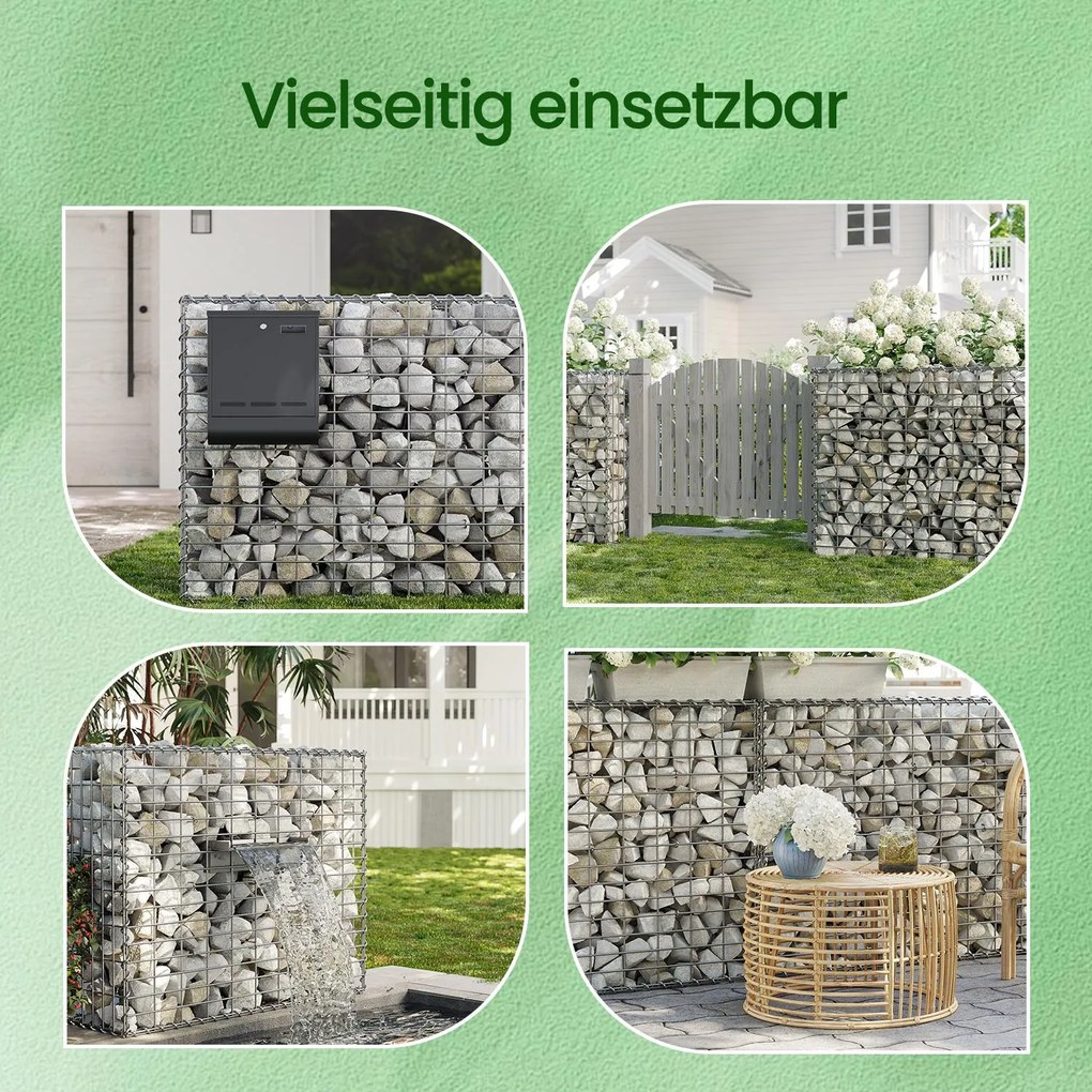 Cesto Gabião 100 x 80 x 30 cm aço galvanizado Prateado