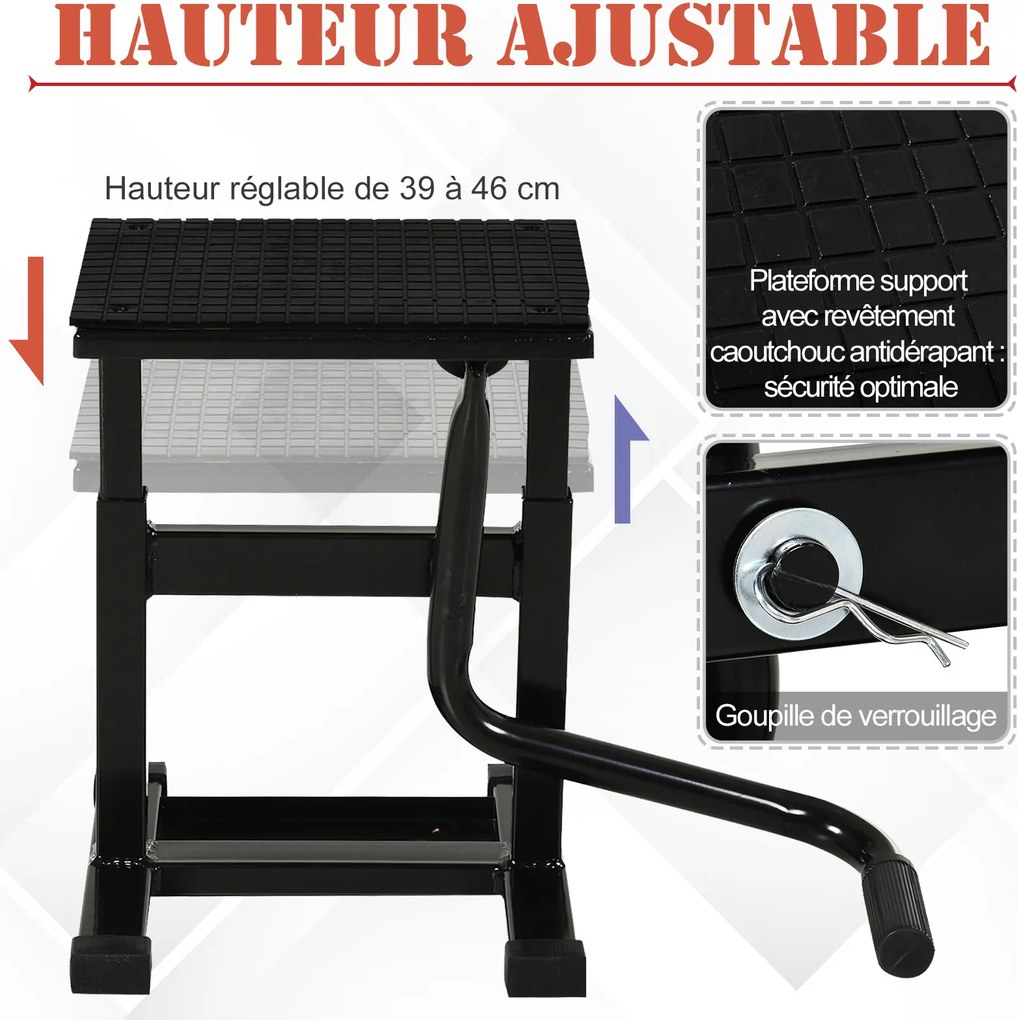 Suporte universal ajustável para motos, macaco hidráulico, suporte de oficina, suporte para motos todo-o-terreno, motocross e supermotard, preto