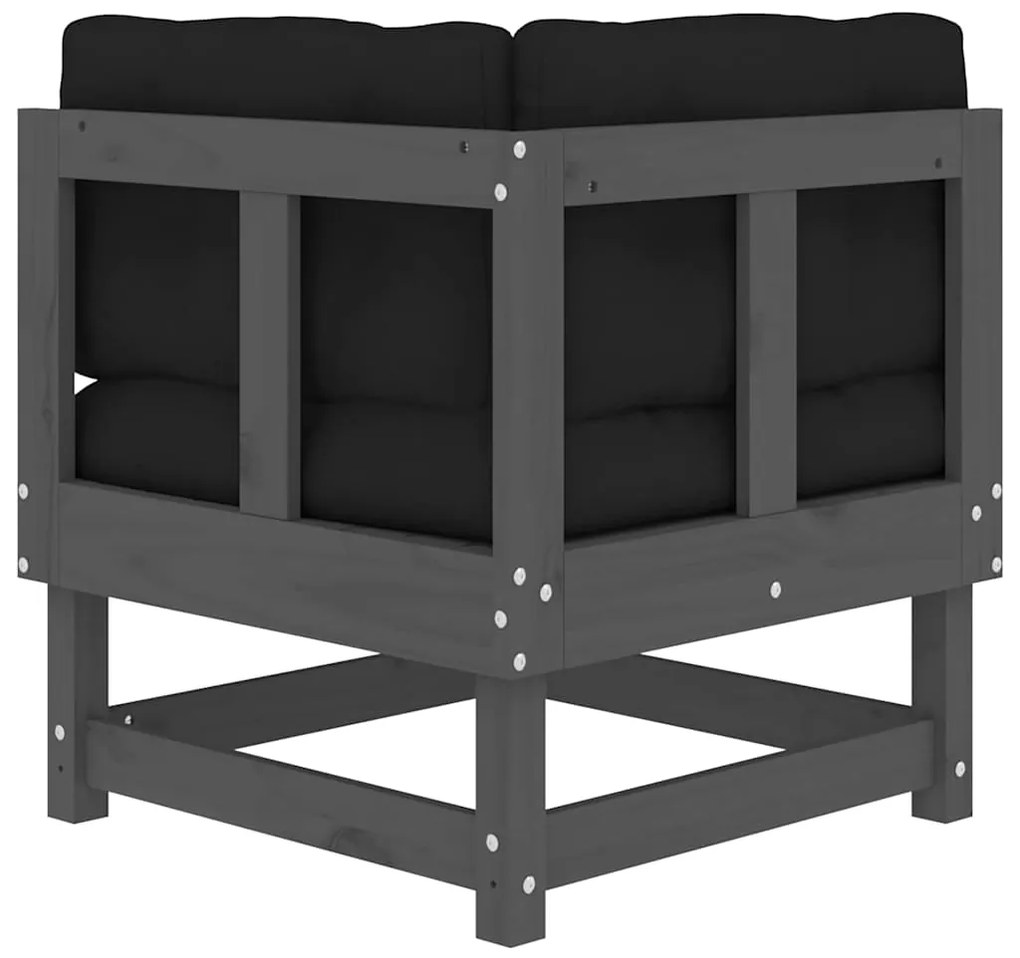 Sofás de canto com almofadões 2 pcs pinho maciço cinzento