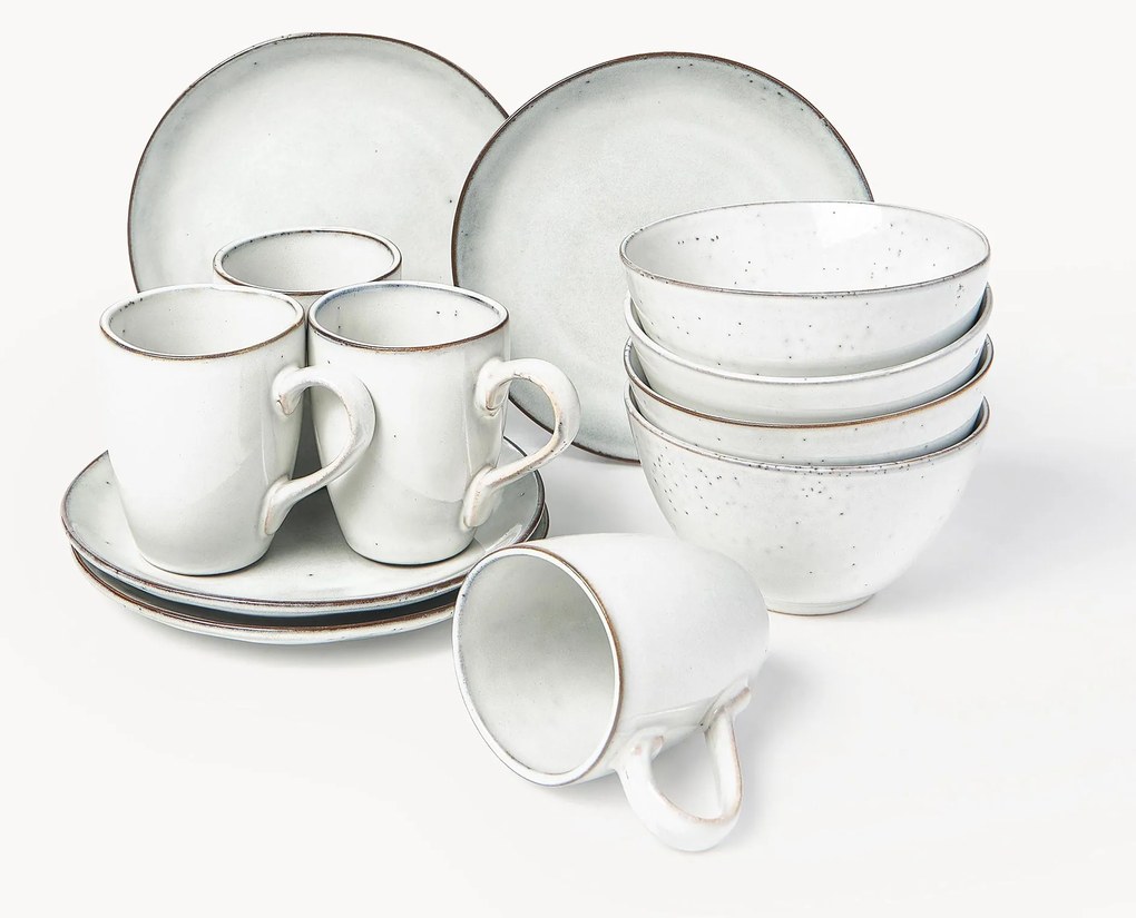 Conjunto de pequeno-almoço artesanal Nordic Sand, 4 pessoas, 12 uni.
