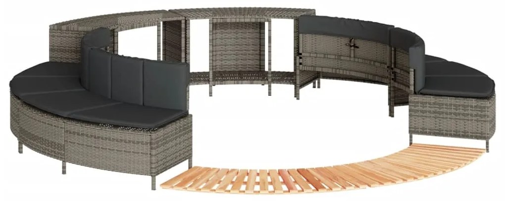vidaXL Contorno de banheira vime PE e madeira de acácia maciça cinza