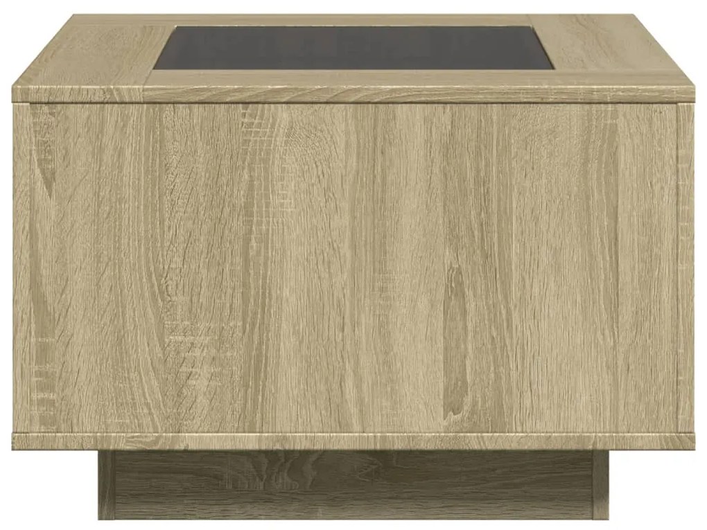Mesa de centro c/ LEDs 60x60x40 cm derivados de madeira