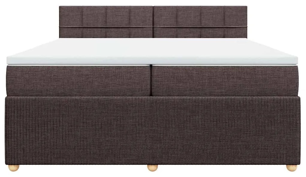 Cama com molas/colchão 200x200 cm tecido castanho-escuro