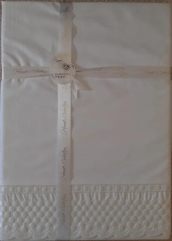 Branco / Branco - Jogo de lençóis C/ bordado 100% algodão percal 200 fios cor branco C/ branco: 1 lençol capa ajustable 200x200+30 cm + 1 lençol superior 280x290 cm + (2) Fronhas 50x70 cm