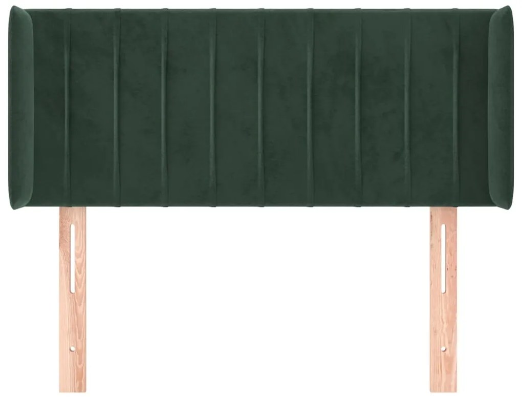 Cabeceira de cama c/ abas veludo 83x16x78/88 cm verde-escuro