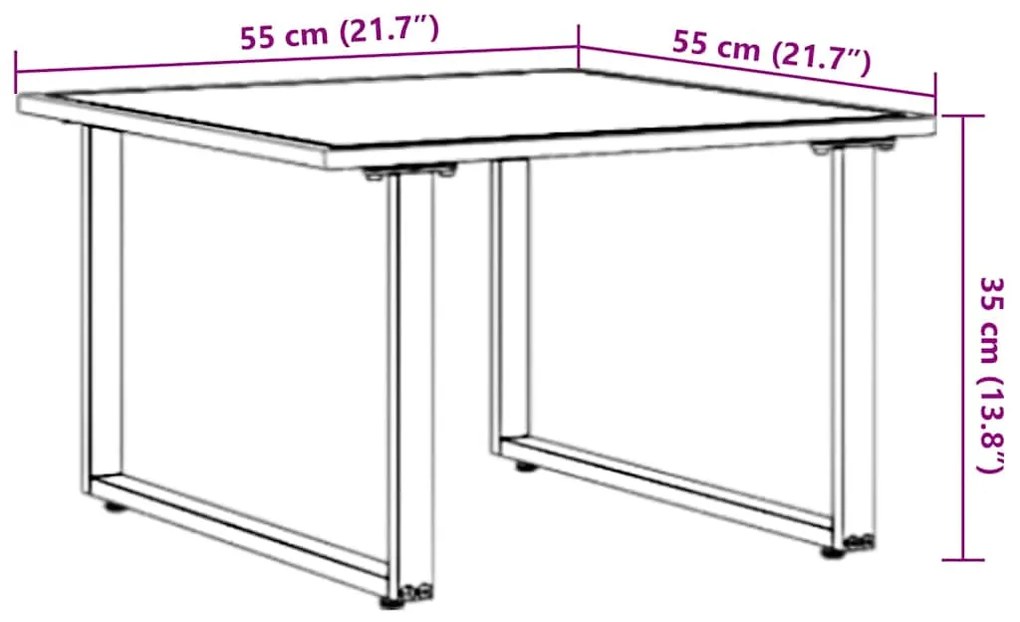 Mesa de Café de Jardim Castanho 55x55x35 cm DPC e Aço