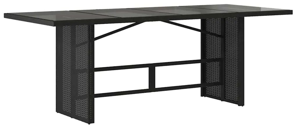 Mesa de jardim com tampo de vidro 190x80x74 cm vime PE preto