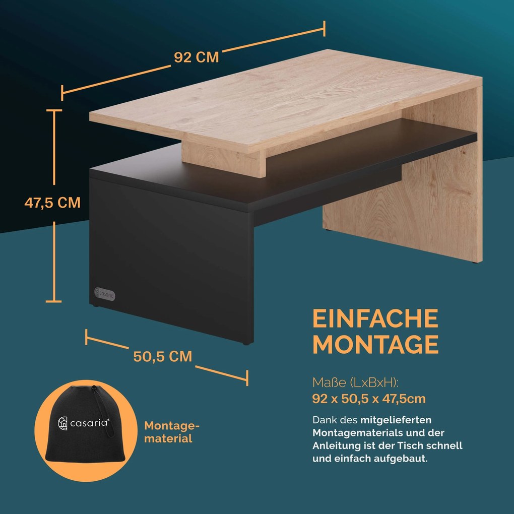 Mesa de centro Sacramento 95x55x50cm madeira/cinzento