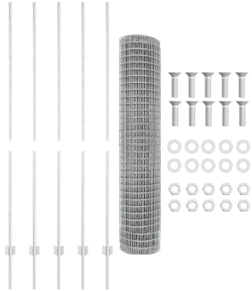 Cercas Euro com 10 Postes Prata 1,6x10 m Aço