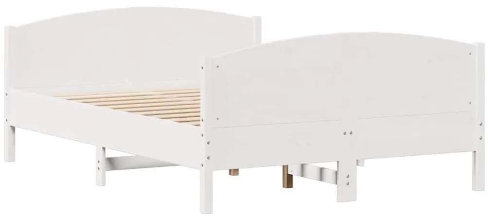 Cama sem colchão 140x190 cm madeira de pinho maciça branco