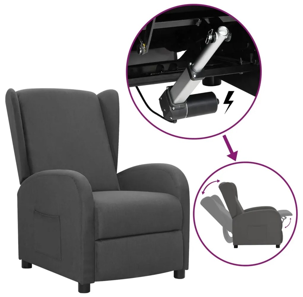 vidaXL Poltrona elevatória tecido cinzento-escuro