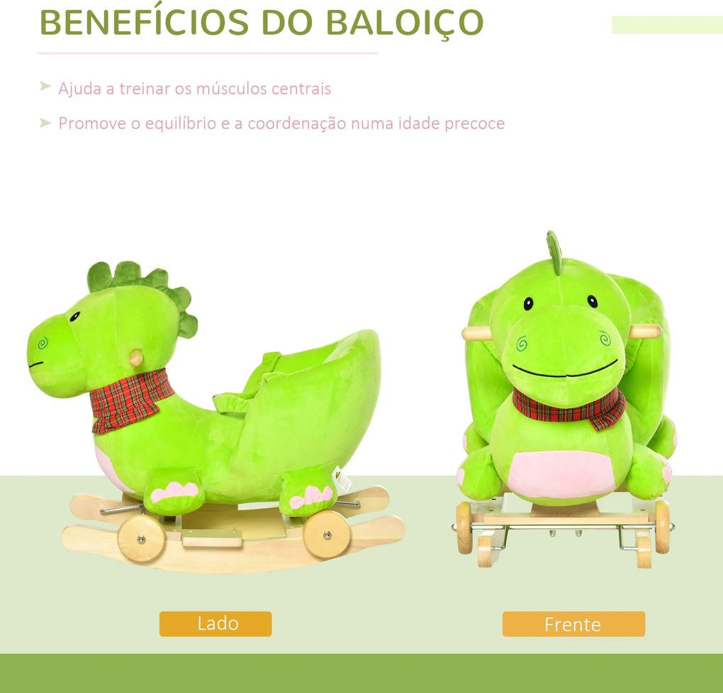 Cavalo de balanço para crianças acima de 18 meses de madeira com rodas