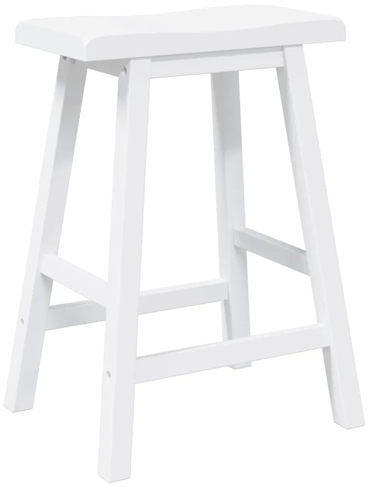 Bancos de bar 2 pcs madeira de seringueira maciça branco