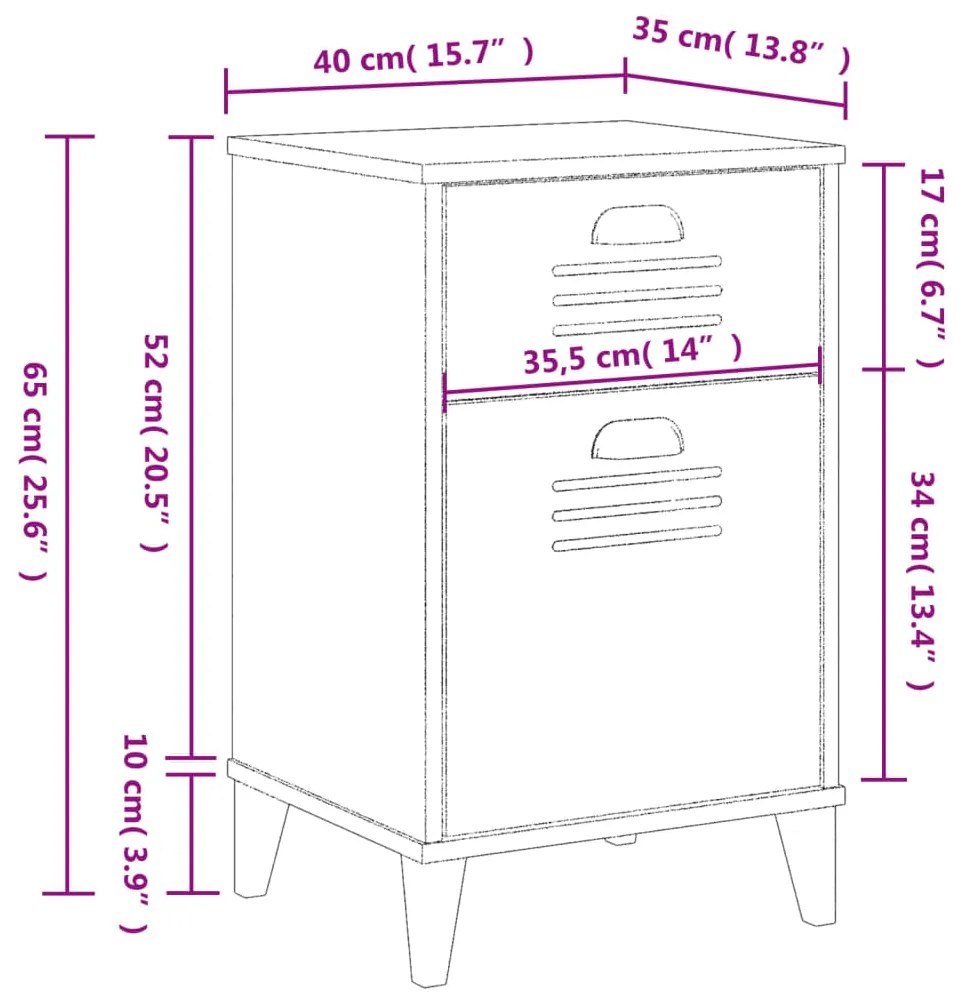 Mesa de cabeceira VIKEN derivados de madeira preto