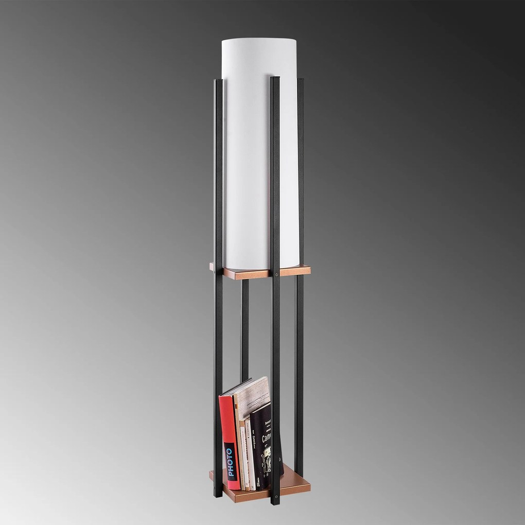 Candeeiro de Pé 7127 – Preto e Cobre – 25 x 25 x 130 cm