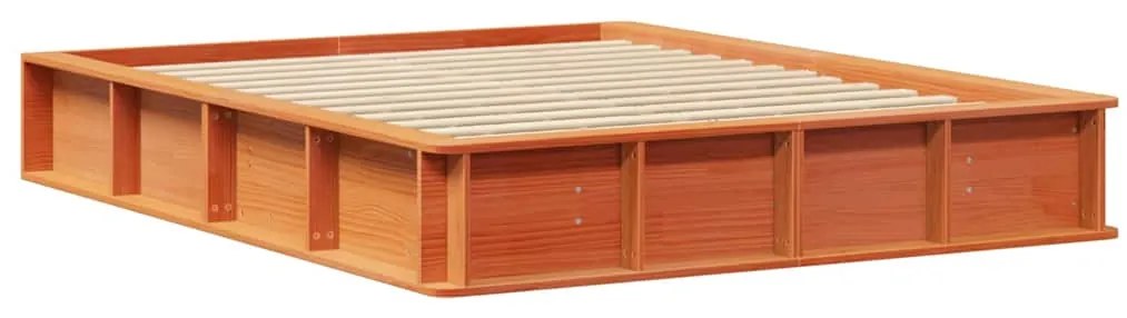 Cama com espaço de armazenamento, castanho, 160 x 200 cm, pinho sólido