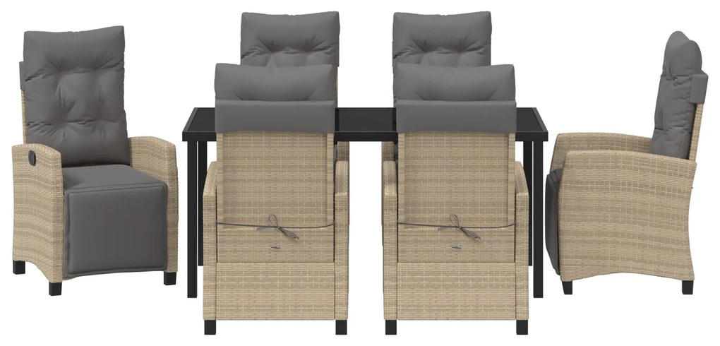 Conjunto de Jantar Jardim 7 Peças Bege Rattan Poliéster