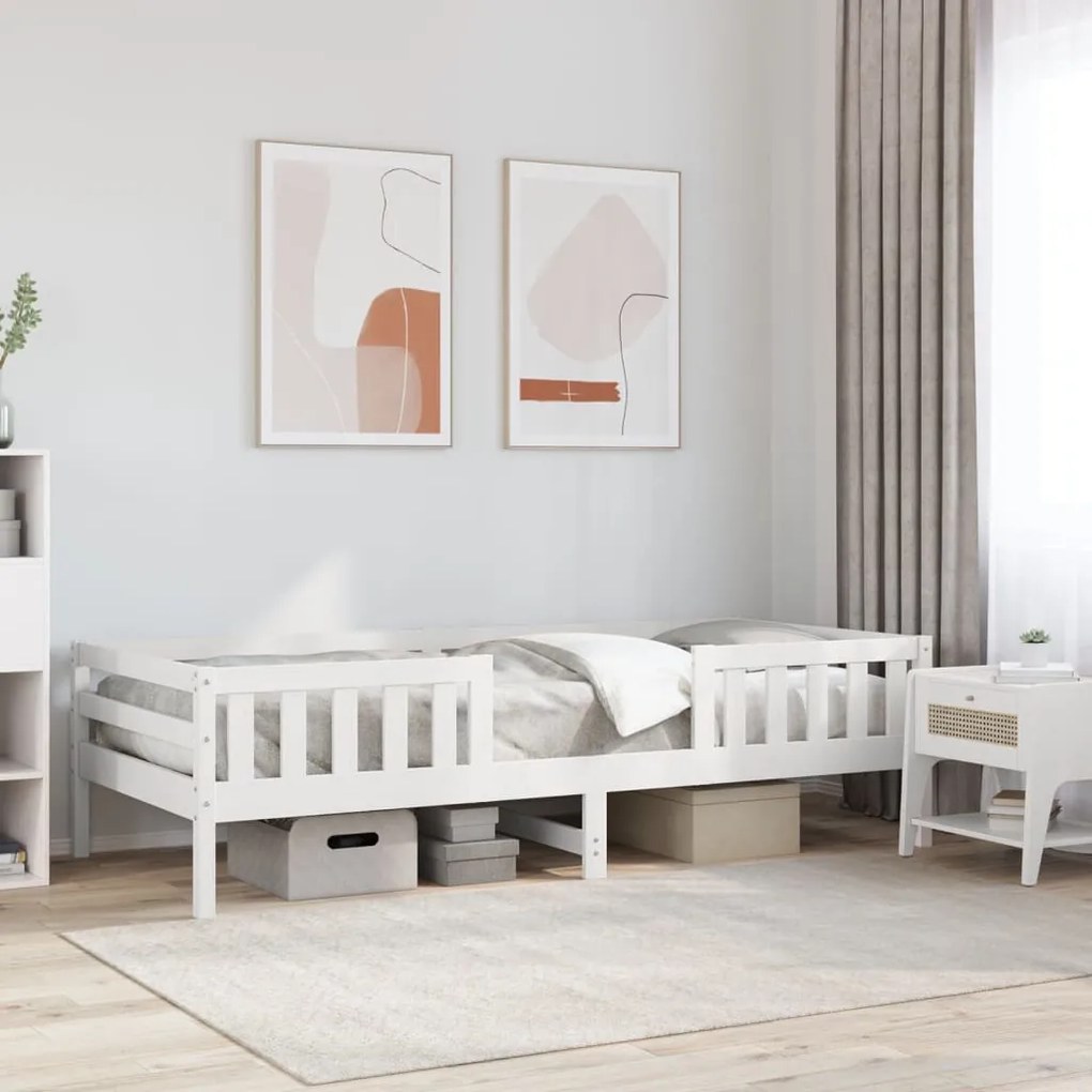 Estrutura de cama 90x190 cm madeira de pinho maciça branco