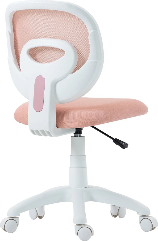 Cadeira de escritório ergonómica sem braços, cadeira de escritório em malha, altura ajustável, cor-de-rosa