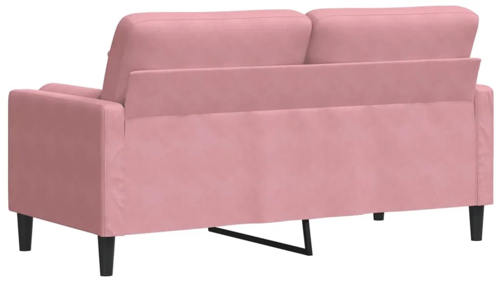 Sofá 2 lugares c/ almofadas decorativas 140 cm veludo rosa