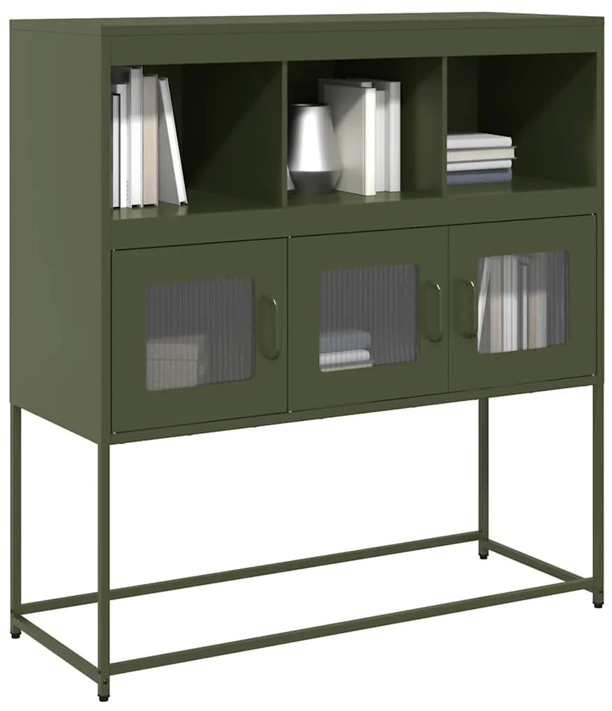 Aparador 100,5x39x107 cm aço laminado a frio verde-azeitona
