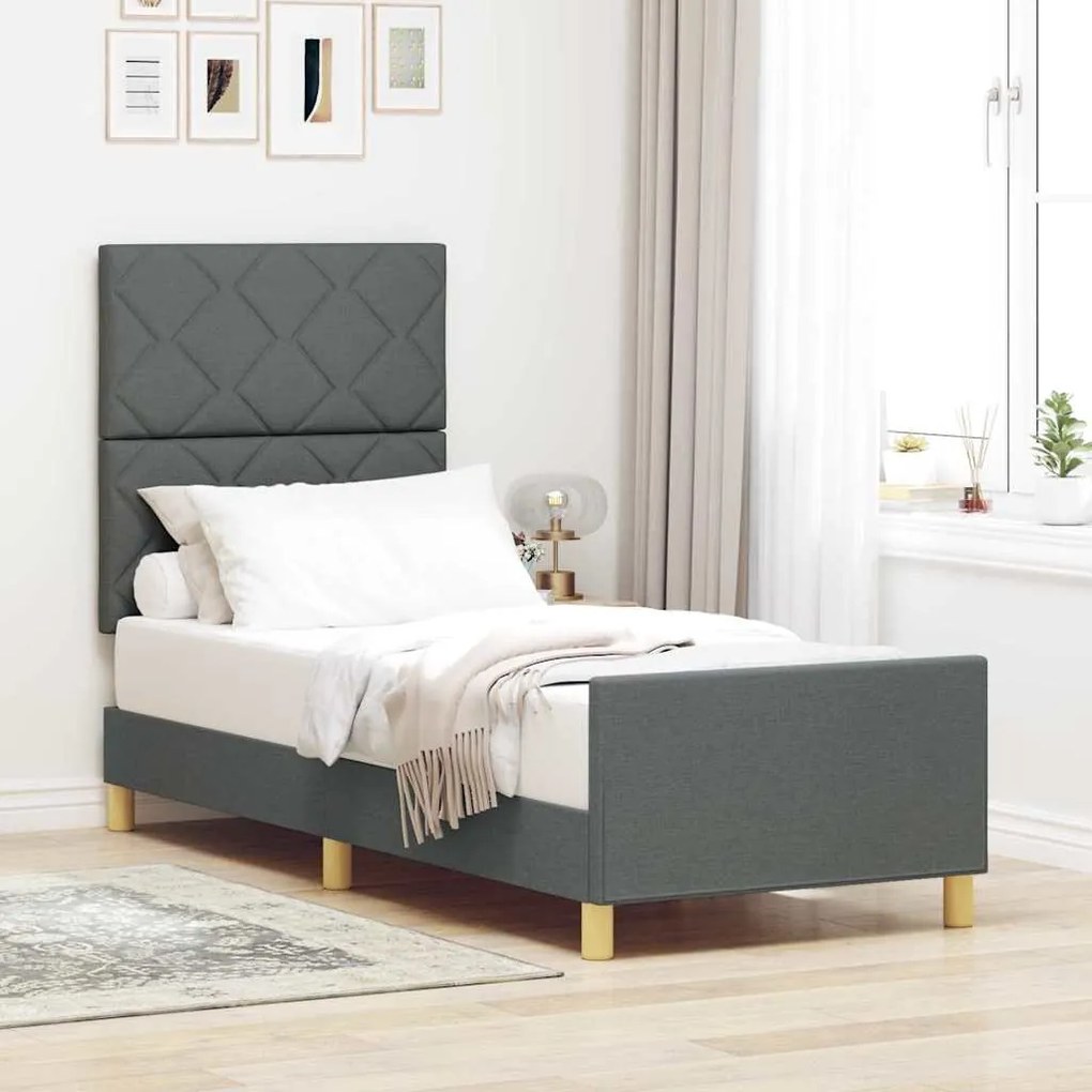 Estrutura de Cama vidaXL Cinza Escuro 80x200 cm Tecido