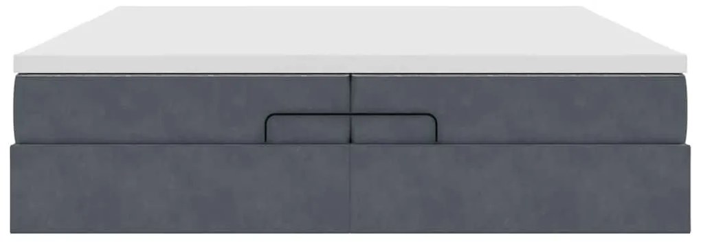 moldura de cama otomana vidaXL com colchão cinza escuro veludo