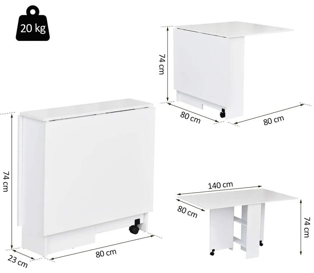 Mesa de Jantar Dobrável Atman - Branco - Design Nórdico